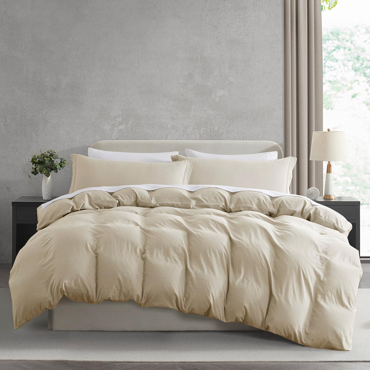 Nestl Bedding Juego de Funda para Edredón 3 Piezas, Microfibra - 03 - Crema Beige - Twin - Twin XL (68" x 90") - Zipper Closure