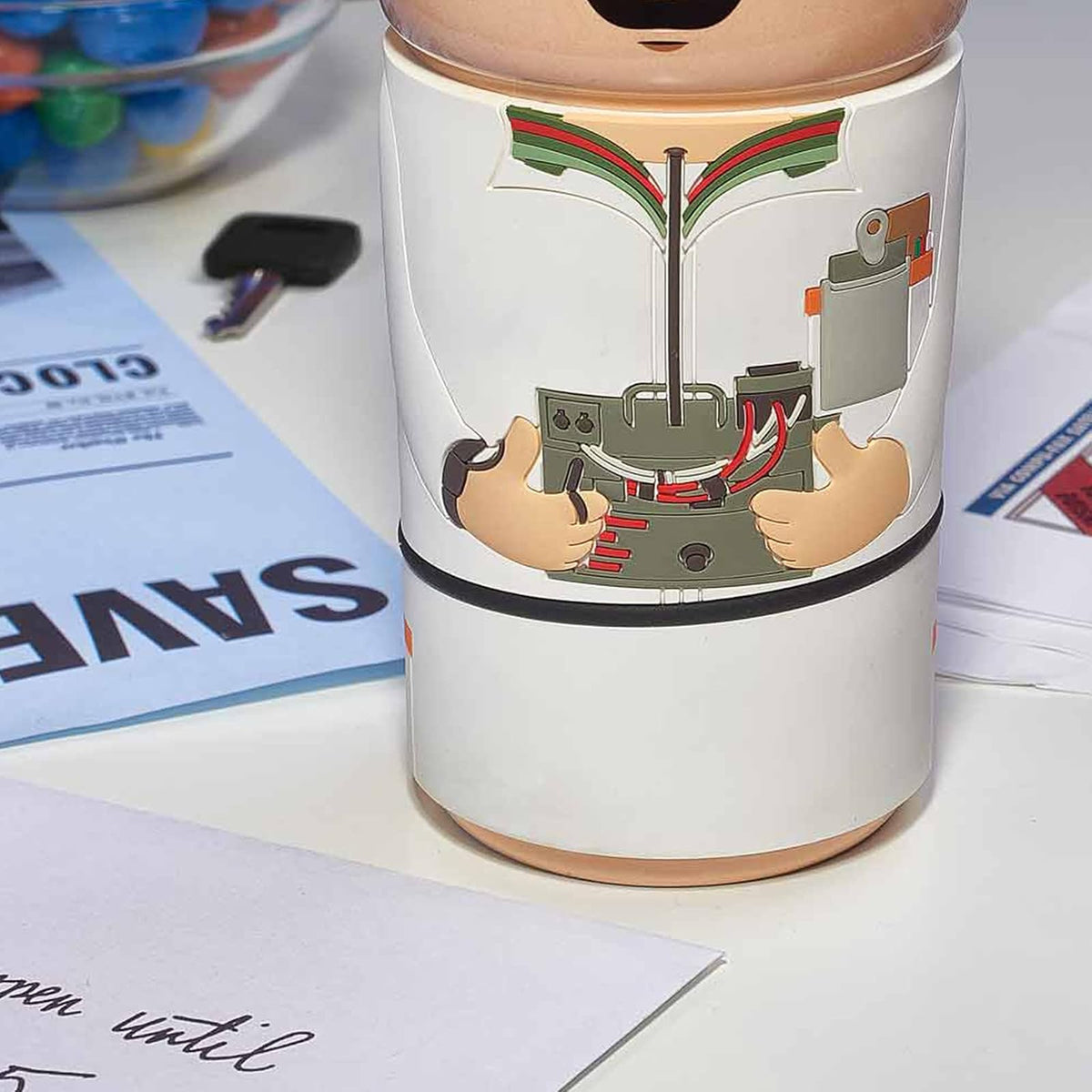 CosCups by Numskull Back to The Future Doc - Taza de cerámica café con funda de goma de 400 ml, producto oficial de regreso al futuro