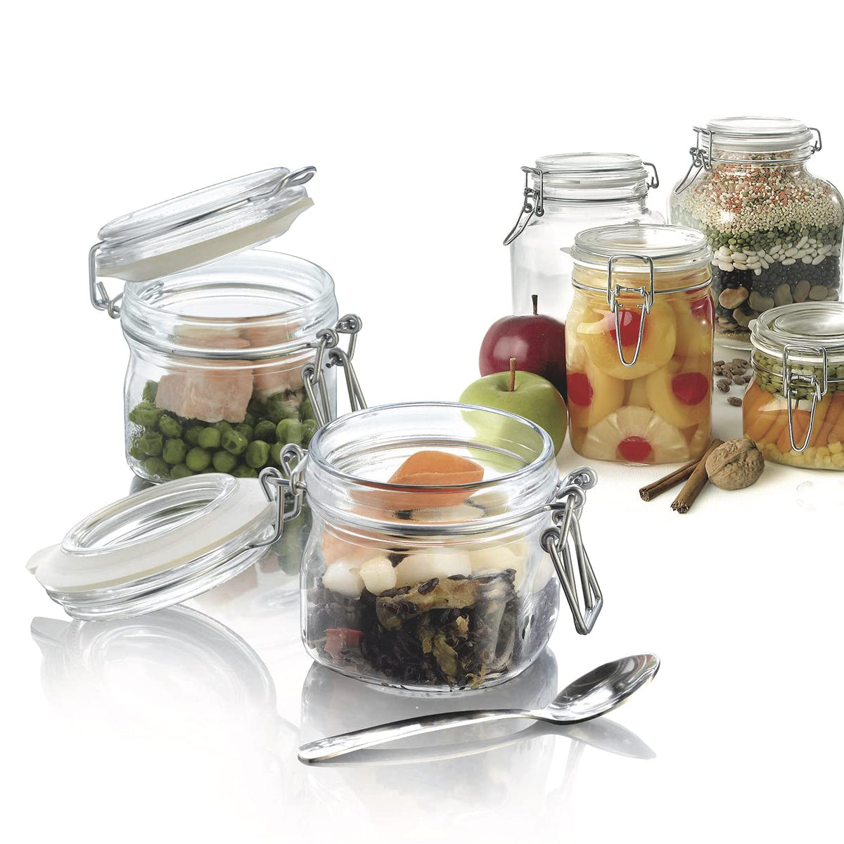 Borgonovo Primizie - Contenedor De Vidrio De 2L. Cristalería Italiana con Tapa Hermética Recipiente de Almacenamiento Alimentos Para Especias