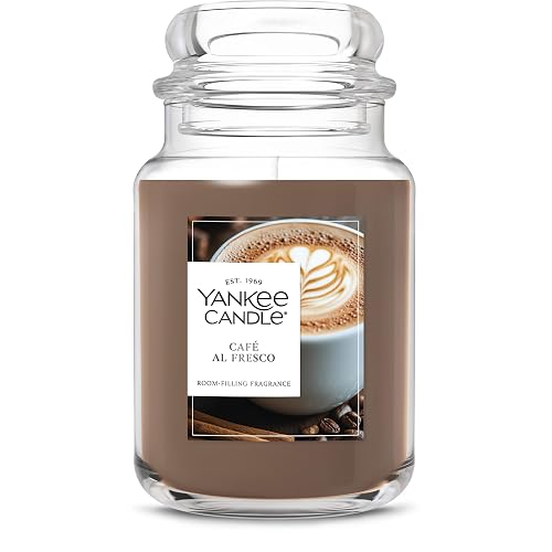 Yankee Candle - Vela perfumada Café Al Fresco, tarro grande de 22 onzas con hasta 150 horas de tiempo de combustión, regalo