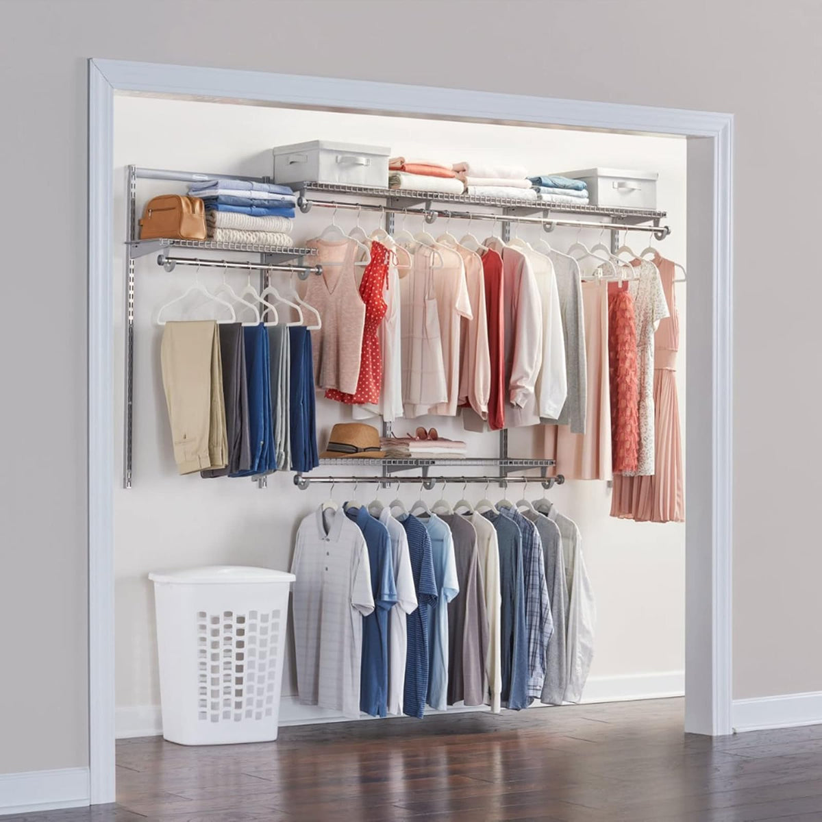 Rubbermaid Configurations - Kit de clóset Personalizado, estantería de Alambre de Metal Ajustable, Acabado de Titanio, Sistema de organización expandible, Hardware Incluido, para clóset del hogar,