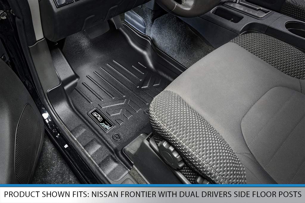 SMARTLINER Juego de Alfombrillas de Piso de 1ª Fila para Nissan Frontier 2008 – 2020 con Postes Dobles Laterales del Conductor