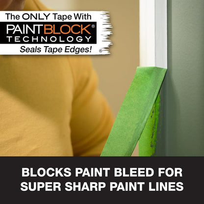 FrogTape - Cinta de pintores multisuperficies con bloque de pintura, 2 pulgadas de ancho (1.88 pulgadas 240661 x 60 yardas), adherencia media, verde, 3 rollos (240661)