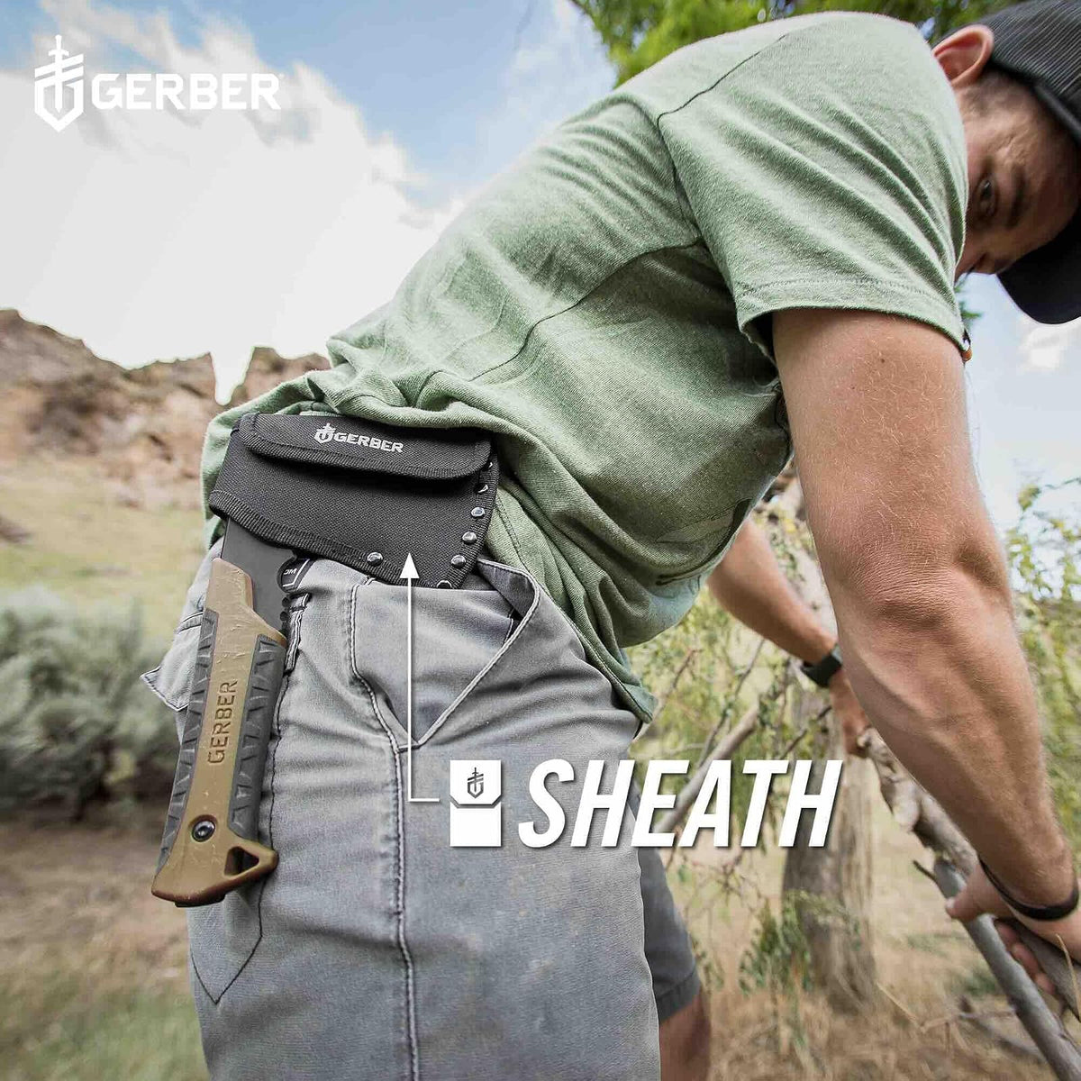 Gerber Pack - Hacha para Acampar | Hoja de acero de espiga completa, funda de nailon montable, hacha de supervivencia compacta, hacha de bushcraft
