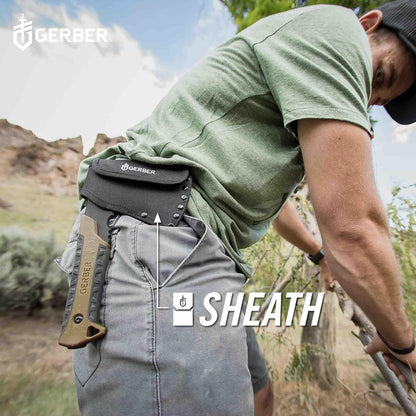 Gerber Pack - Hacha para Acampar | Hoja de acero de espiga completa, funda de nailon montable, hacha de supervivencia compacta, hacha de bushcraft