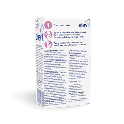 Elevit Embarazo y Lactancia, Multivitamínico con Ácido Fólico y Hierro, Ayuda el Sano Desarrollo de los Órganos de tu Bebe, Vitaminas para Mujer y Bebé, 2 Pack 30 Tabletas