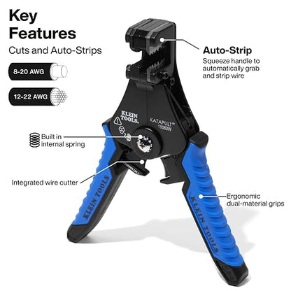 KLEIN TOOLS 11063W, Pinzas pelacables automáticas KATAPULT, Ergonómicas y prácticas, Para cables de 8-22 AWG, Cortes limpios y precisos, Ideal para electricistas y uso profesional