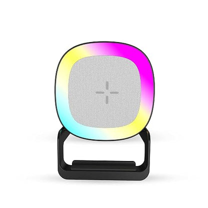 Lloyd's Cargador p/Celular 15W con bocina y luz RGB al Ritmo de la música | Coloca tu smartphone vertical u horizontal y elige entre 3 intensidades de luz cálida para crear el ambiente ideal