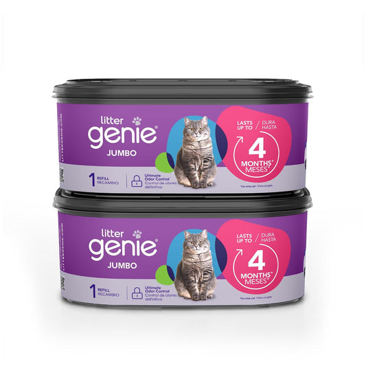 Recambio Litter Genie Jumbo, Paquete de 2 | 56 pies de película con bloqueo de olores, dura 8 meses, fácil de usar, minimiza el desperdicio