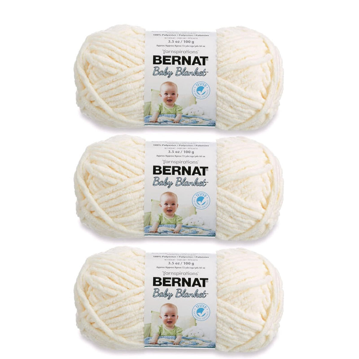 Bernat Estambre para Bebé, Paquete de 3, 100 g Poliéster - 3 Pack - Vainilla