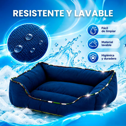 Fancy Pets Cama Corgi para Perros Chica 53 x 44 x 22 cm Azul Cama Acolchada con Orilla Suave Lavable y Resistente para Descanso Diario