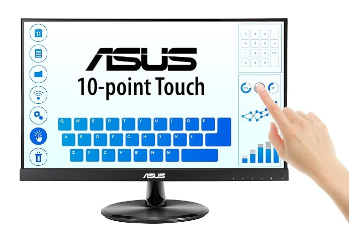 ASUS VT229H Monitor IPS Sin Parpadeo Altavoces HDMI para Oficina y Estudio | 21.5", IPS FHD 1920x1080, táctil capacitivo 10 puntos, vidrio protector, HDMI + VGA, altavoces, Flicker-free y luz azul baja