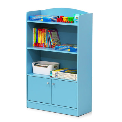 Furinno Lova Estantería con clóset de Almacenamiento, 2 estantes con Puertas, Azul Claro