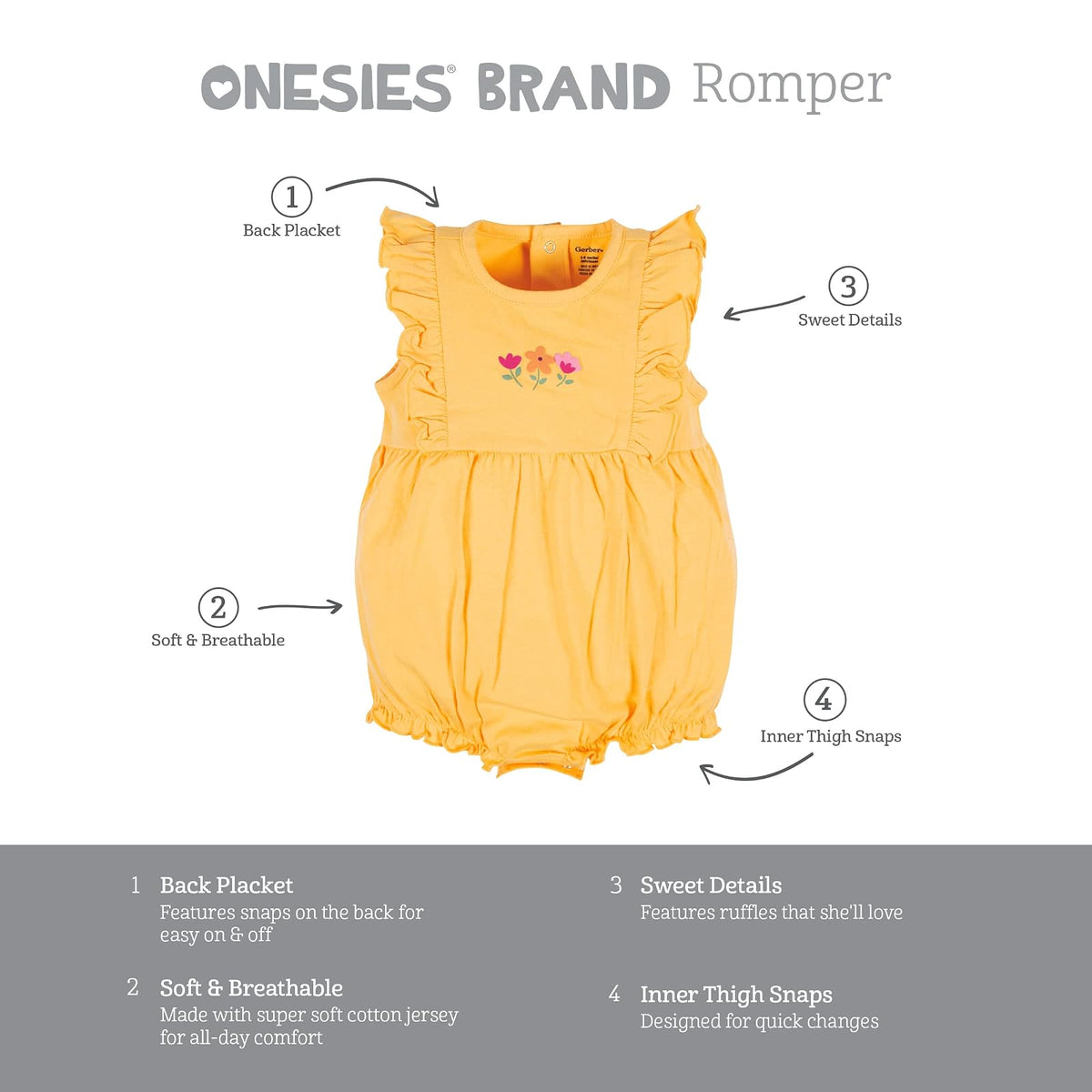 ONESIES 3-pack Romper Mameluco bebés niñas