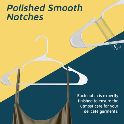 Lifemaster Plastic Clothes Hanger Set - 30 Pieces Versatile, Lightweight, Space-Saving, Non-Slip, Slim Designed, Dry and Wet Clothes Hanger Set - White