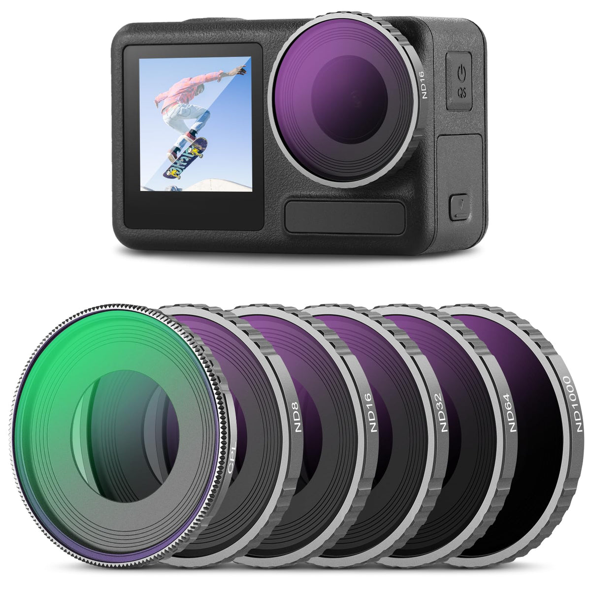 Neewer Kit de Filtros ND para DJI Osmo Action 5 Pro/4 - Action 4 - 5 Pro - 6 Pack CPL - ND8 - ND16 - ND32 - ND64 - ND1000