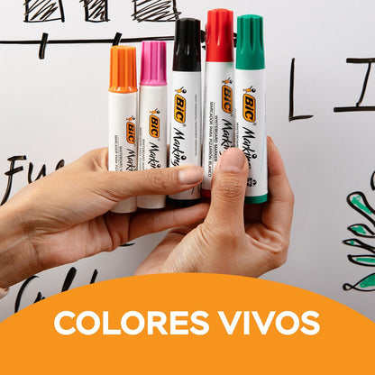 BIC, Marcador de Pizarrón, Borrado Fácil, Olor Suave, Marking, Surtido de Colores Fashion y Clásicos, 8 piezas