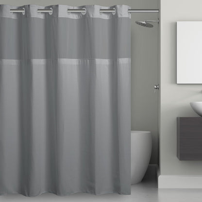 Hookless Cortina de Ducha de Microfibra sin Ganchos, 180 x 188 cm, Color Gris