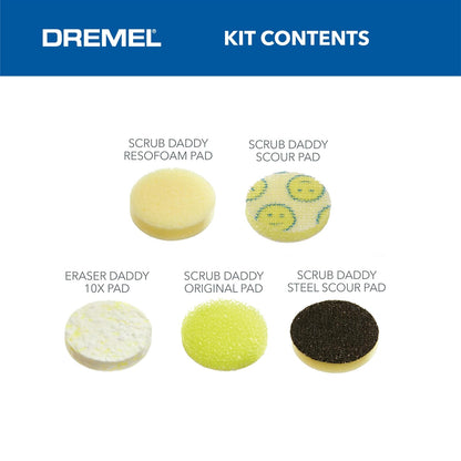 Dremel Versa - Paquete de 5 Almohadillas para Orejas de Limpieza para papás, Paquete Variado para Limpieza de múltiples Superficies, para Uso en Cocina, hogar y baño, Compatible con la Herramienta de