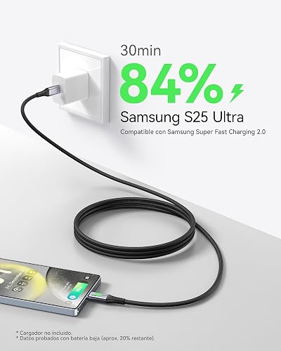 INIU 100W Cable USB C a C, [2m] Cable Tipo C Carga Rápida Nylon Type | 20V 5A Carga Rapida Nylon PD para iPhone 17 16 Pro Max, MacBook iPad, Samsung S26, Pixel Xiaomi Steam Deck PS5