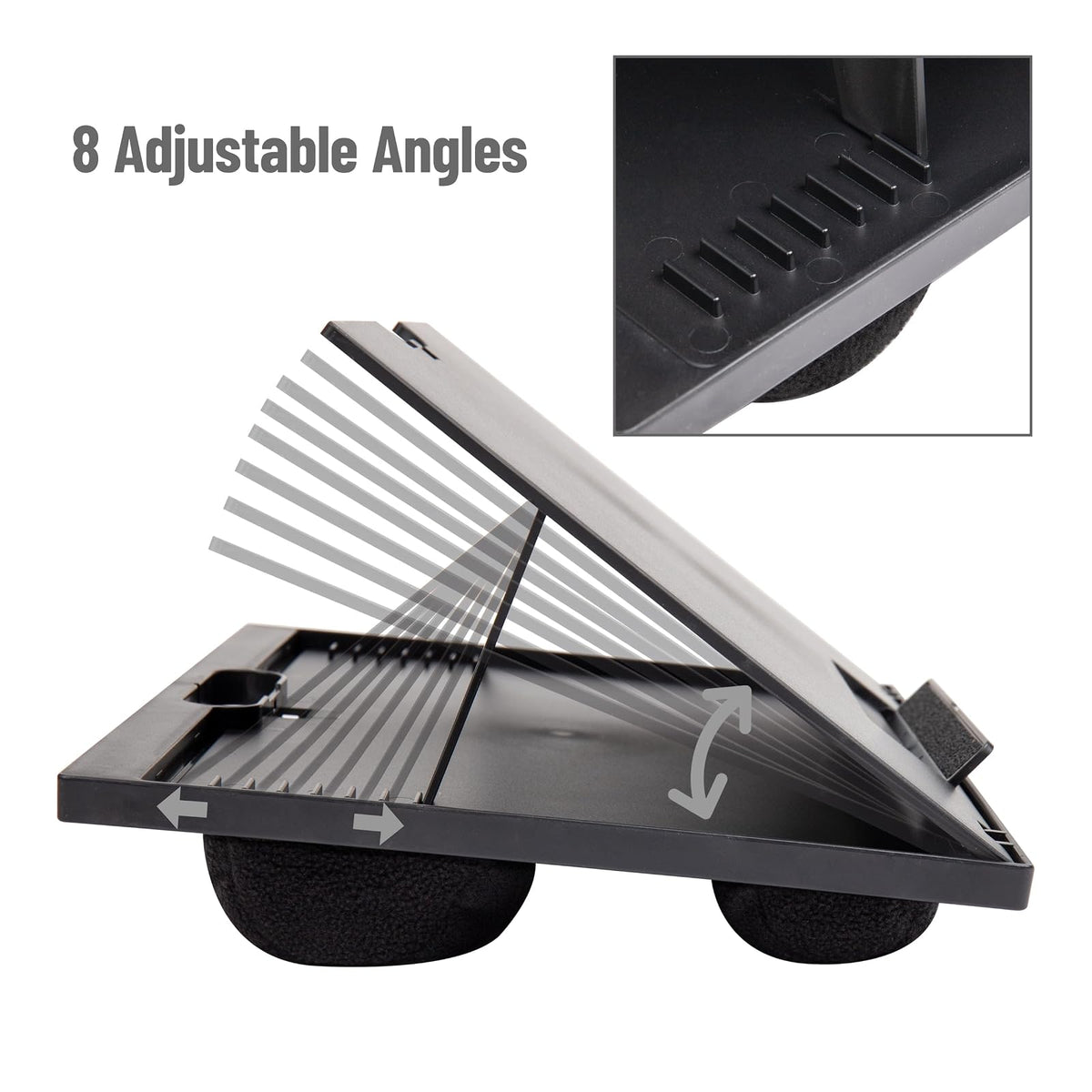 Mind Reader LTADJUST-BLK - Escritorio Portable Ajustable para Laptops con 8 posiciones, acolchonado, negro