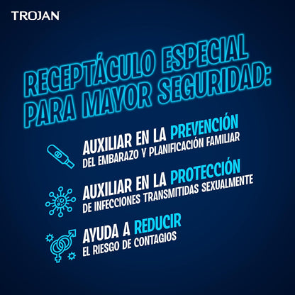 Trojan Condones Pro-Tech Caja con 36 piezas. | Lubricados para Mayor Confort y Sensibilidad, de Hule Látex Natural. Calidad Triplemente Comprobada con Receptáculo Especial.