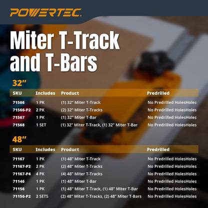 POWERTEC 71567 Barra en T de inglete, 32 pulgadas