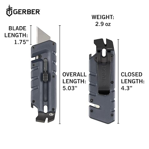 Gerber Gear Prybrid - Cortador de boxeo, hoja retráctil, cuchillo universal resistente con palanca, abrebotellas y pelacables, navaja multifunción EDC Gear – Azul