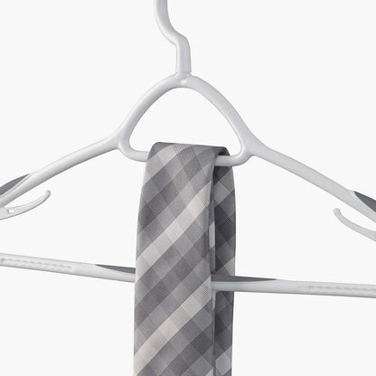 neatfreak - Juego de 5 Perchas Antideslizantes de Lujo - Perchas Que ahorran Espacio para Ropa, Pantalones, Chaquetas y Camisa, Paquete de 5, Blanco/Gris