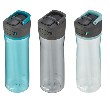 Contigo Ashland 2.0 - Botella de agua con tapa AUTOSPOUT | Botella de agua Tritan, 24 onzas, paquete de 3, enebro, sake y té de burbujas