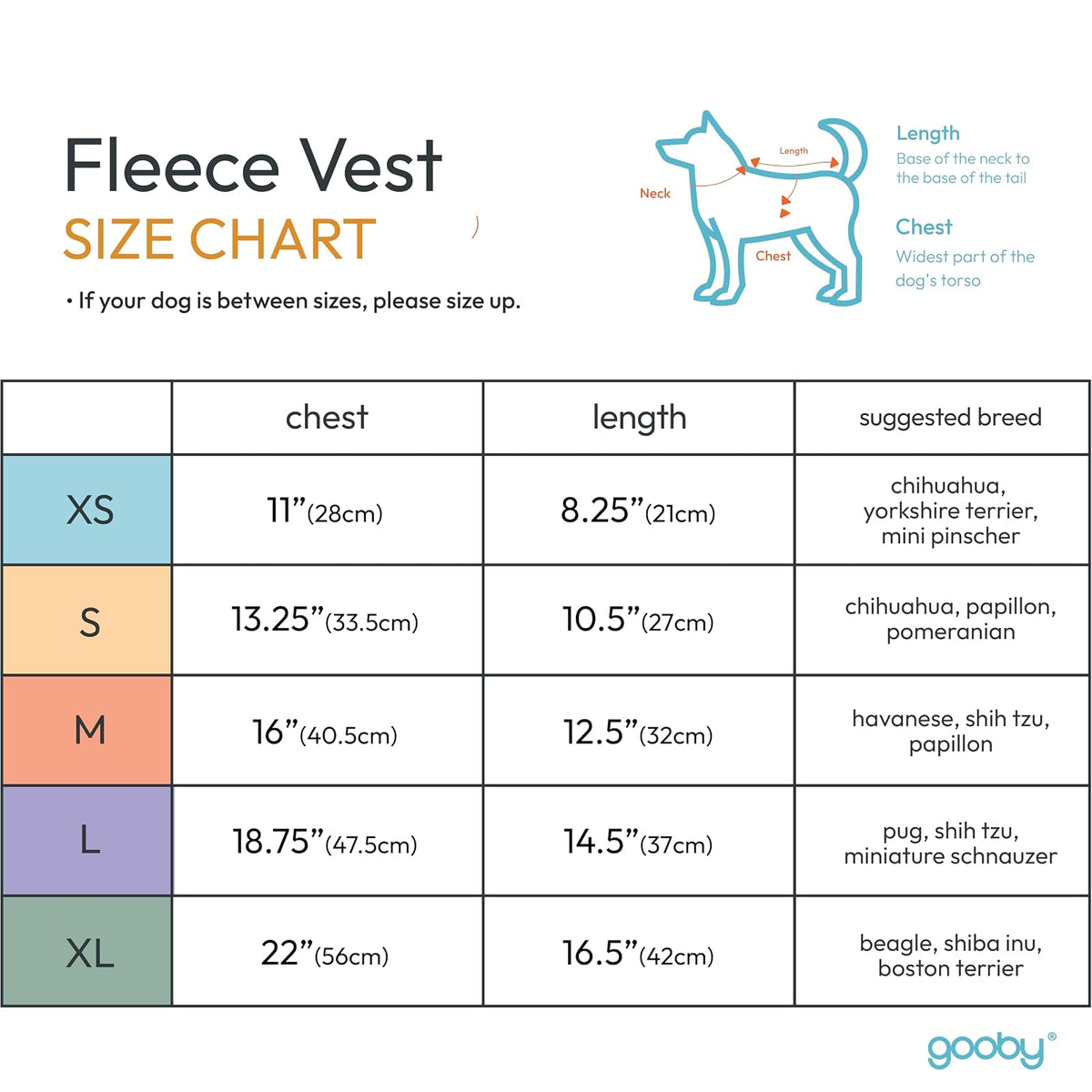 Gooby - Chaleco de forro polar para perro, color marrón, turquesa, talla XS – cálido suéter de forro polar con correa de junta tórica – Abrigo de invierno para perro pequeño – Ropa de perro para clima frío para perros pequeños macho o hembra