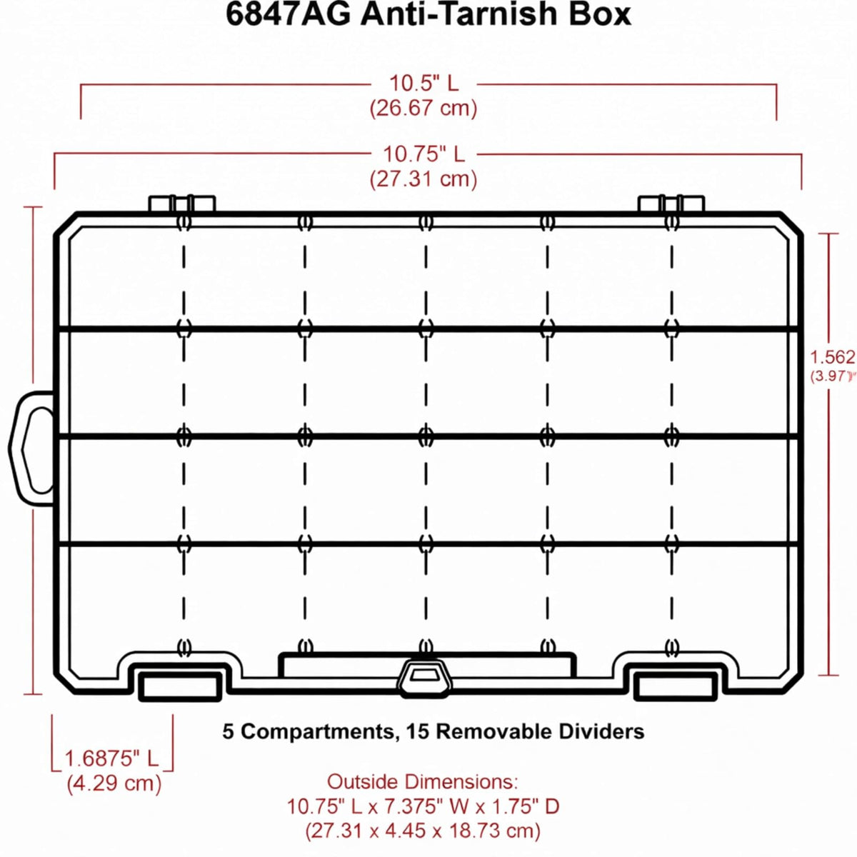 ArtBin Caja Mediana Antideslustre 6944AG | Transparente con detalles de aguamarina, con separadores extraíbles, organizador de joyas y manualidades