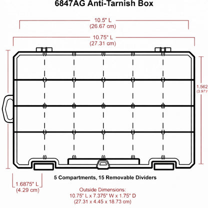 ArtBin Caja Mediana Antideslustre 6944AG | Transparente con detalles de aguamarina, con separadores extraíbles, organizador de joyas y manualidades