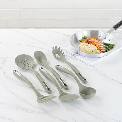 Restaurantware-Met Lux Juego de utensilios de cocina, 1 juego de utensilios de silicona, 6 piezas por juego, alta tolerancia al calor, utensilios de cocina de silicona verde, para utensilios de cocina