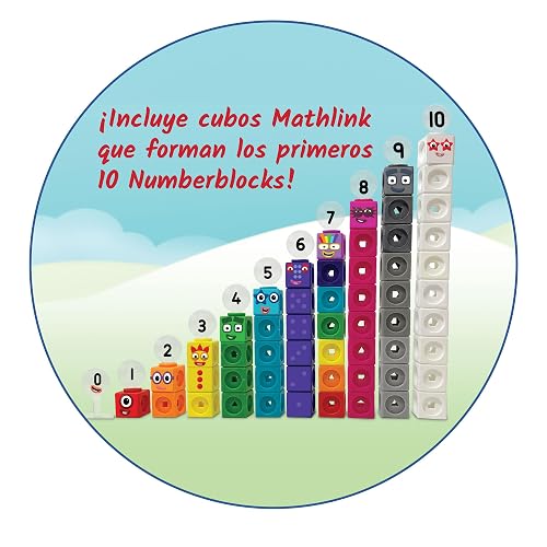 Hand2mind MathLink Cubes Numberblocks 1-10 Juego de Actividades, Actividades de Aprendizaje Preescolar, Bloques de construcción para niños, Contadores de matemáticas, Juguetes educativos