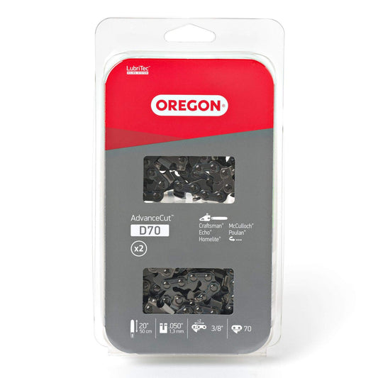 Oregon D70T AdvanceCut Cadena de motosierra para barra de 20 pulgadas; se adapta a Echo CS600P, CS-680, CS-550EVL, Poulan 3400, Homelite XL 12 y Super XLAO y más; 70 eslabones de accionamiento