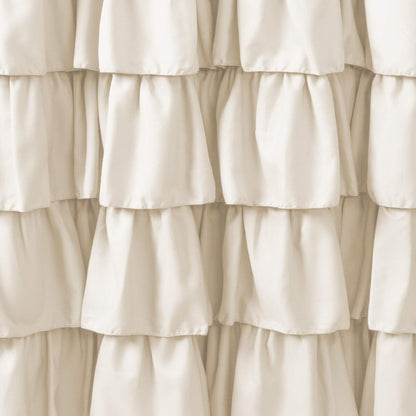 Lush Decor, Cortina de Ducha con Volantes de Color Marfil | Diseño de Estilo rústico con Textura Floral, 72 x 72 Pulgadas
