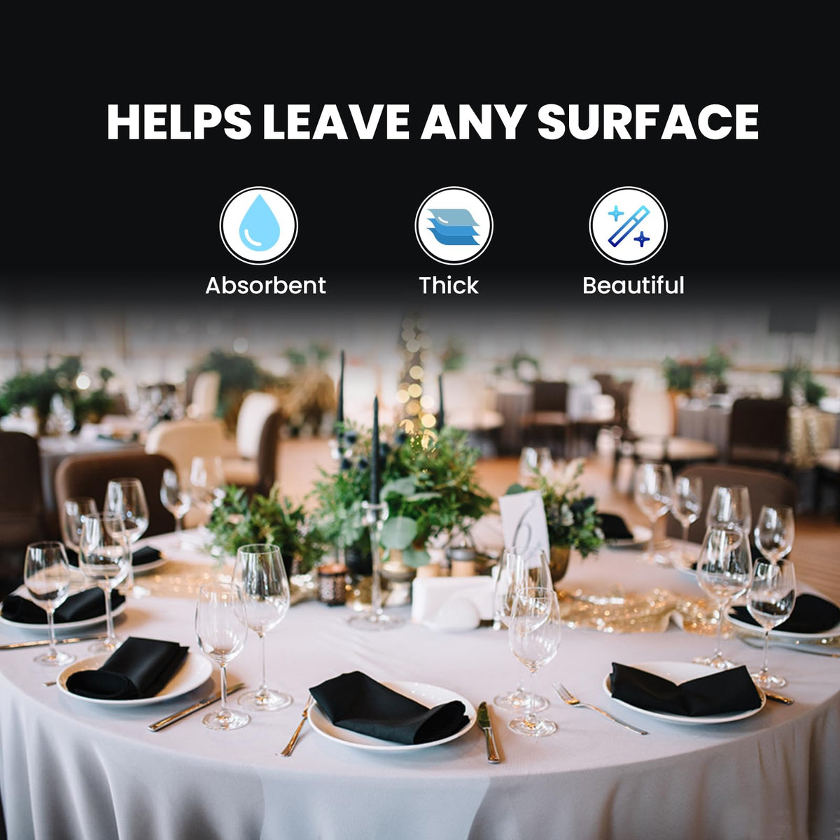 Perfectware - Servilletas de cena de 2 capas, color negro, paquete de 125 unidades