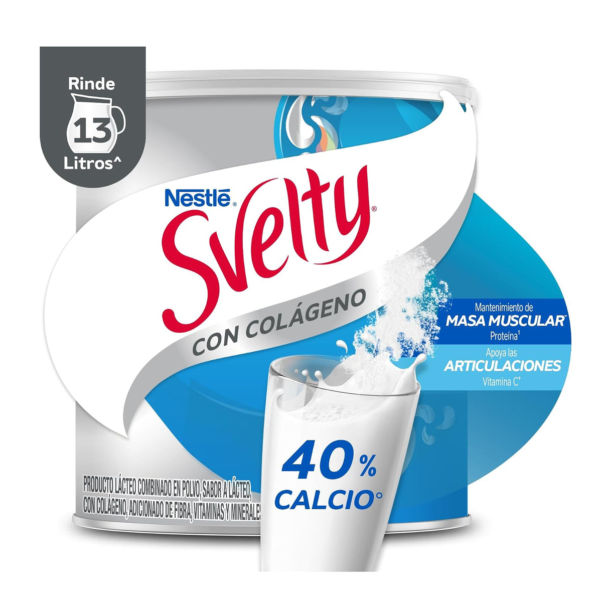 Svelty con Colágeno Adicionado de Fibra, Proteína, Vitamina C y Calcio, Lata de 1.6 kg