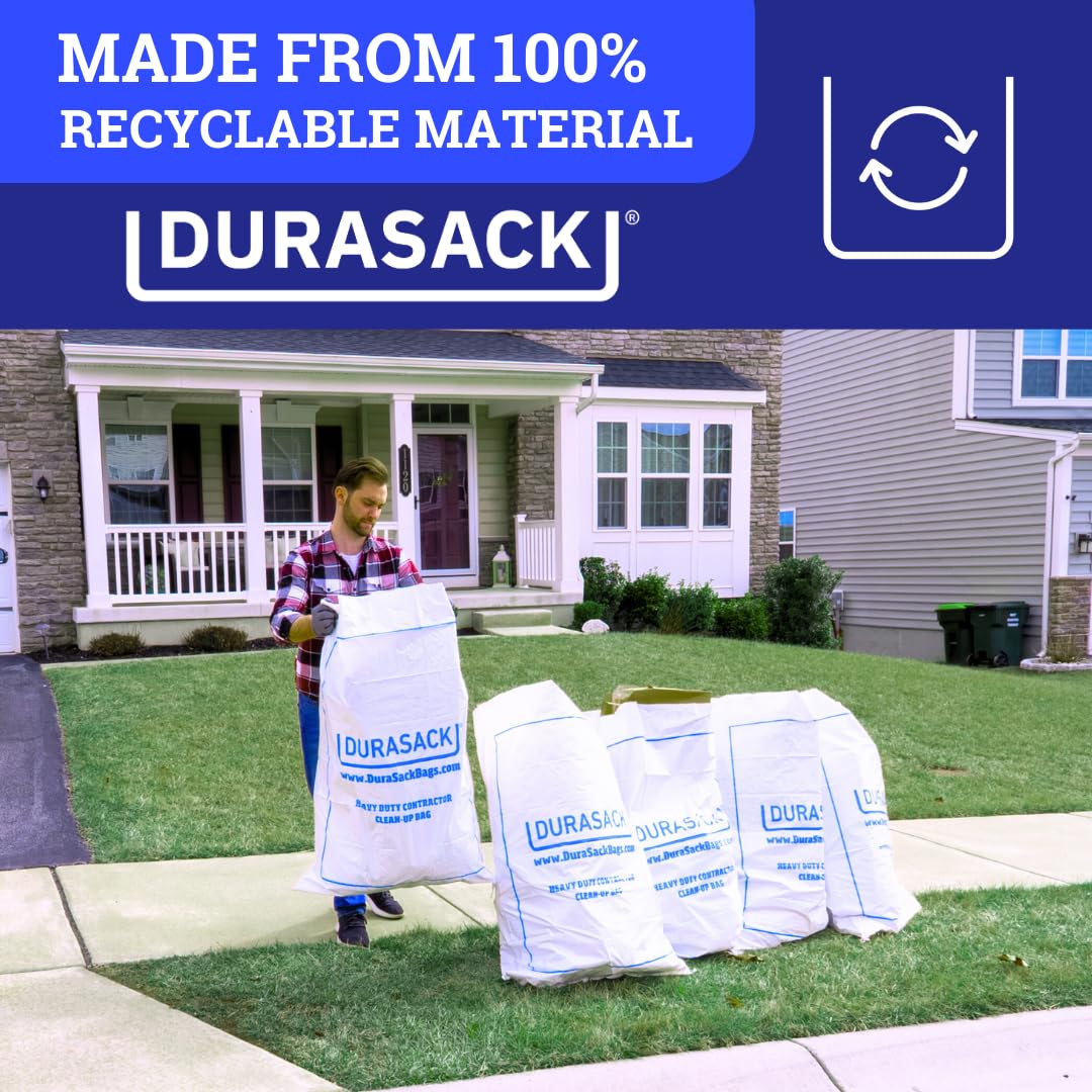 DURASACK - Bolsas para contratistas resistentes de 40 galones, reutilizables de polipropileno tela blanco, paquete de 16