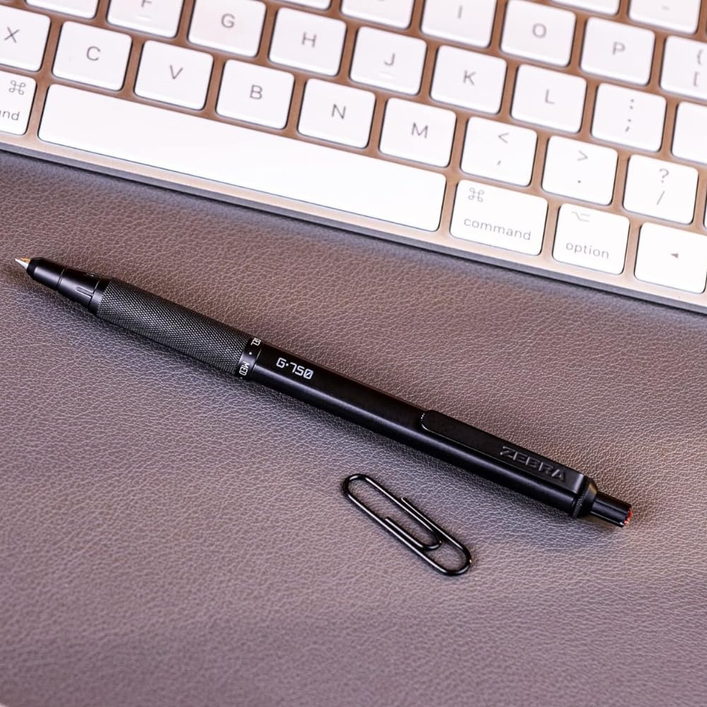 Zebra G-750 - Bolígrafo de Gel Retráctil Secado Rápido Punto 0,7 mm Incluye 2 Repuestos Negro y Azul