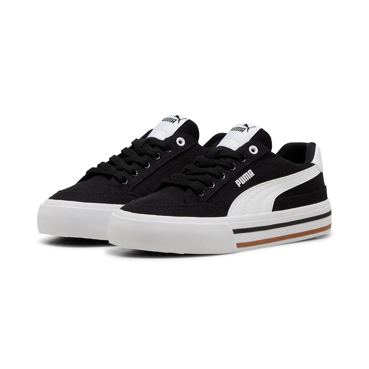 PUMA, Tenis Juveniles Court Classic Vulc FS, Unisex, Blanco y Negro, Talla 24,5