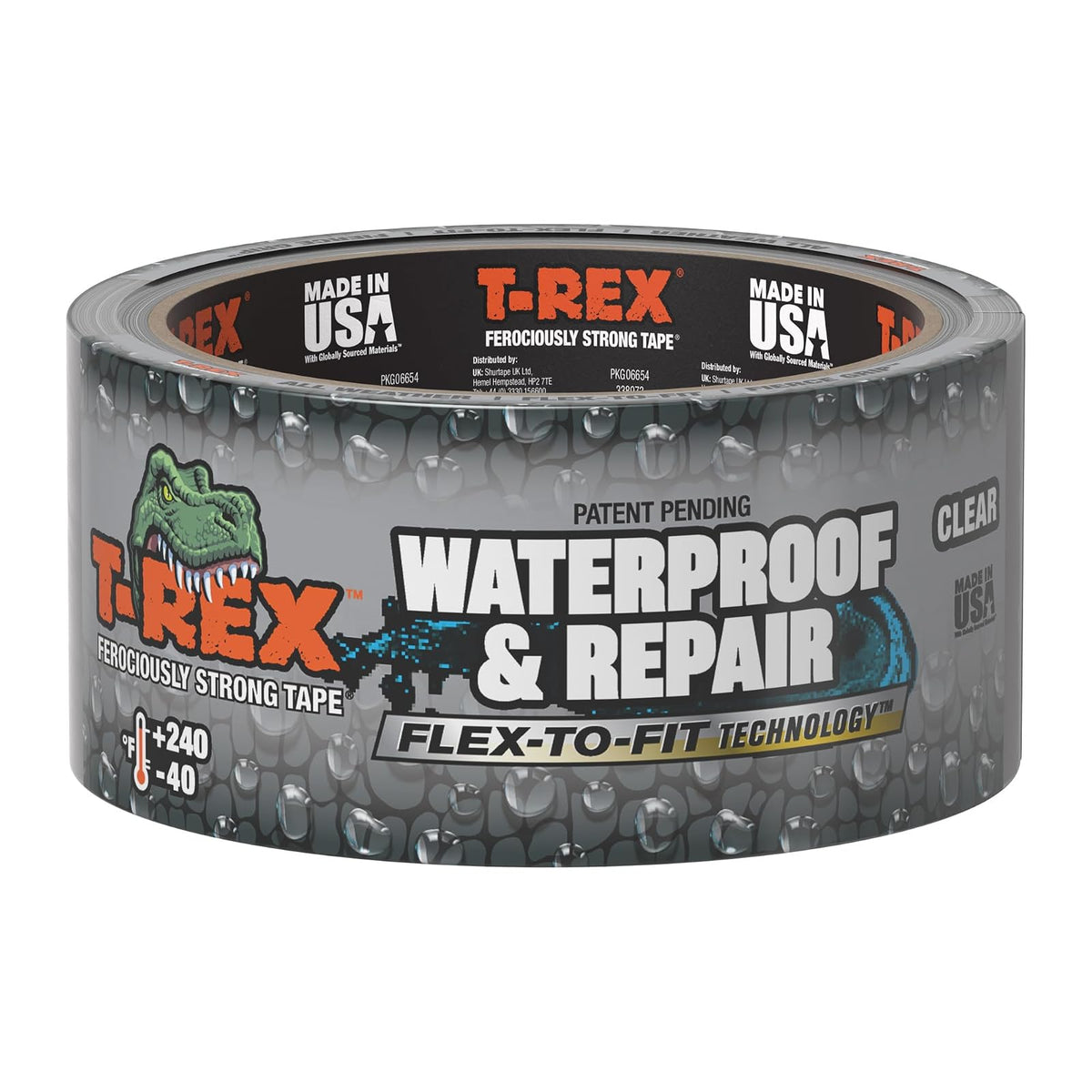 T-Rex - Cinta impermeable y de reparación de alberca, no necesita kit, permanente, funciona bajo el agua, se adhiere a superficies húmedas, transparente, 1.9 x 30 pies (paquete de 1)