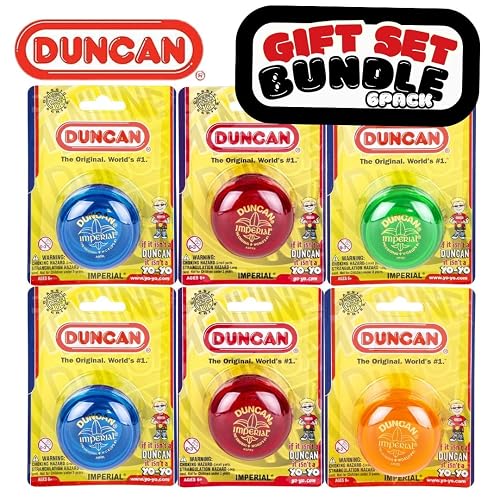 Duncan Toys Imperial YoYo (6 Piezas), YoYo para Principiantes con Cuerda, Eje de Acero y Cuerpo de plástico, Varios Colores
