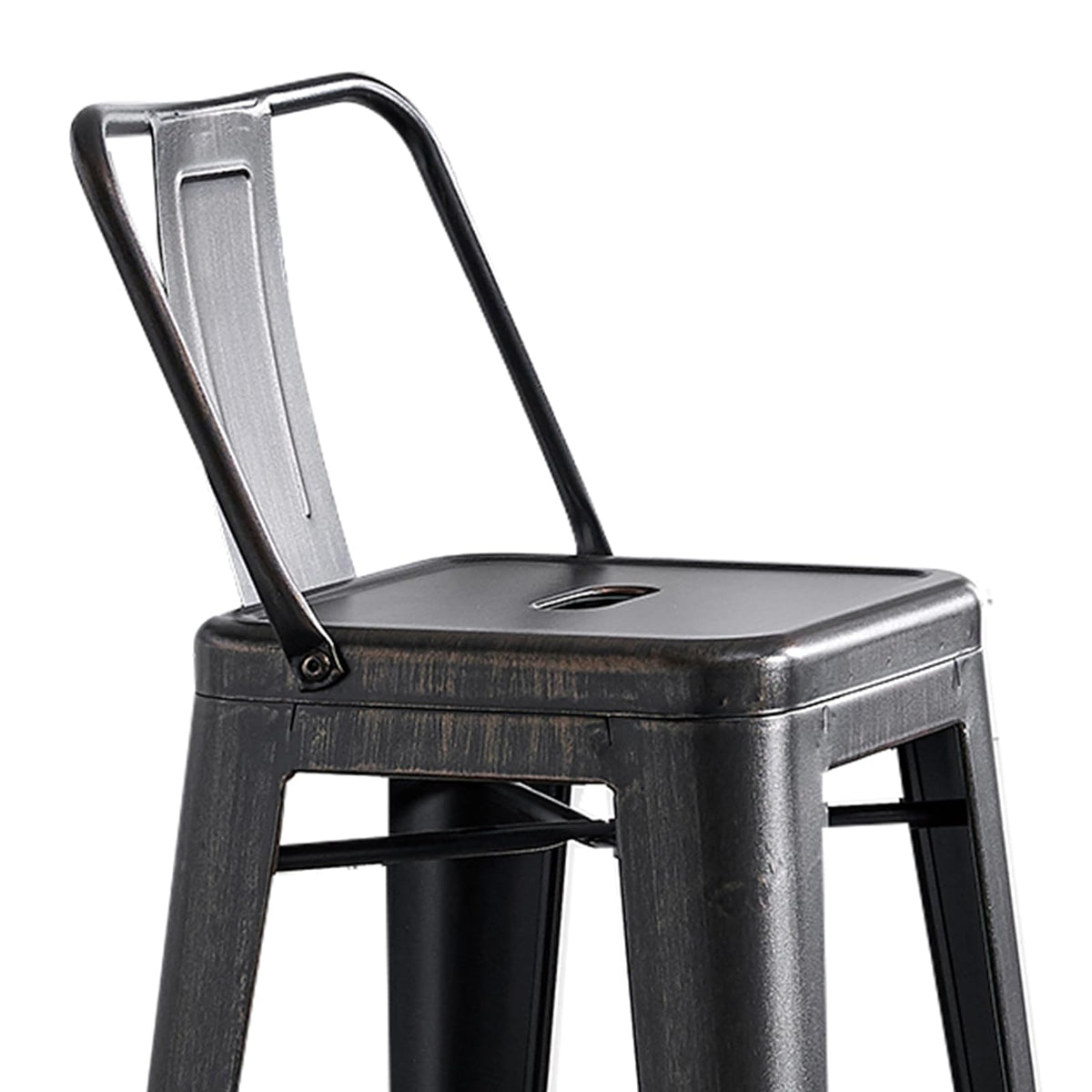 AC Pacific - Taburetes de Bar industriales Modernos de Metal con Elegante Respaldo bajo, Acabado Mate y Tapas de Goma para Patas de Cocina, Juego de 2, Asiento contemporáneo de encimera de 30