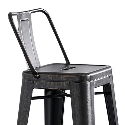 AC Pacific - Taburetes de Bar industriales Modernos de Metal con Elegante Respaldo bajo, Acabado Mate y Tapas de Goma para Patas de Cocina, Juego de 2, Asiento contemporáneo de encimera de 30