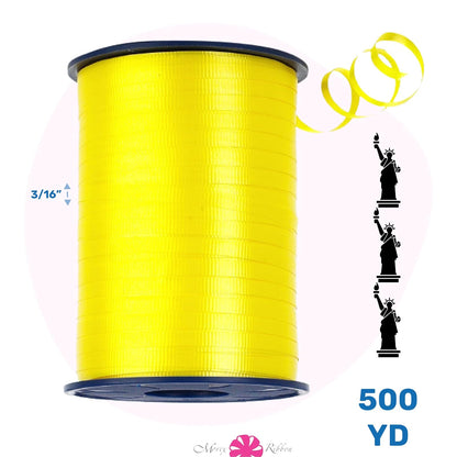 Morex Ribbon 253/5-605 rizado rizado 3/16 pulgadas x 1500 yardas (paquete de 3) cinta para envolver regalos, amarillo, decoraciones de cumpleaños, regalos de fiesta para niños y adultos, cinta de Navidad para manualidades