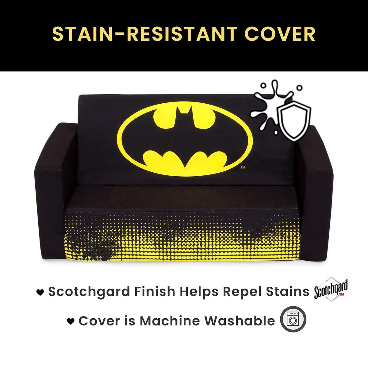 Delta Children - Sofá plegable Batman Cozee, sofá convertible 2 en 1 a tumbona para niños de