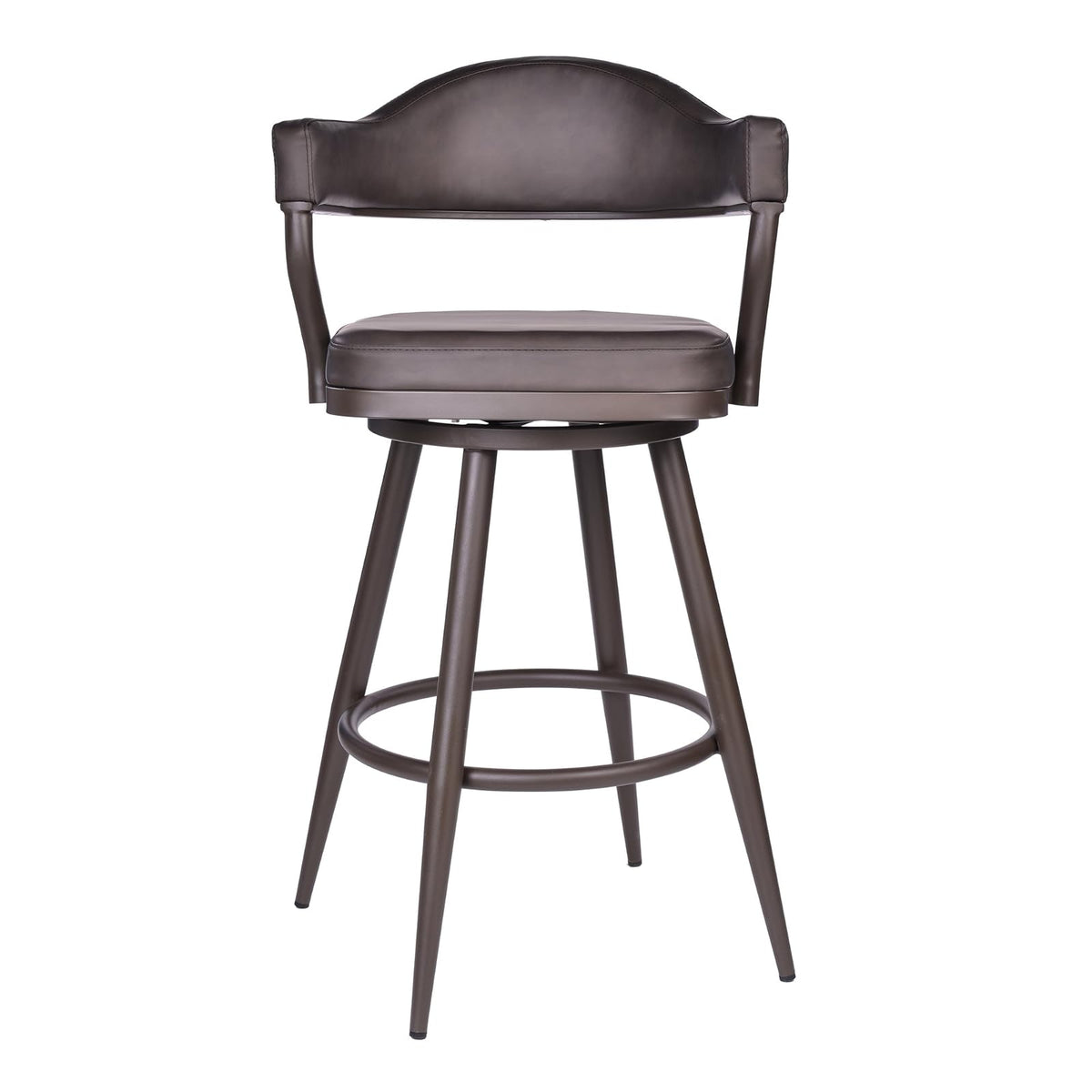 Armen Living Justin Modern Farmhouse - Taburete de Bar de Piel sintética de 76 cm con Patas de Metal café para mostrador de Isla de Cocina