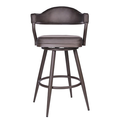 Armen Living Justin Modern Farmhouse - Taburete de Bar de Piel sintética de 76 cm con Patas de Metal café para mostrador de Isla de Cocina